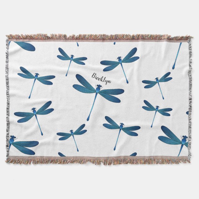 Dragonfly cartoon illustration  throw blanket (Front)