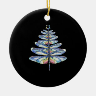 Dragonfly christmas ceramic tree decoration