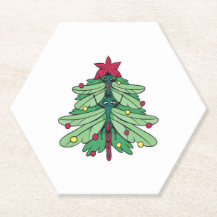 Dragonfly Christmas Paper Coaster
