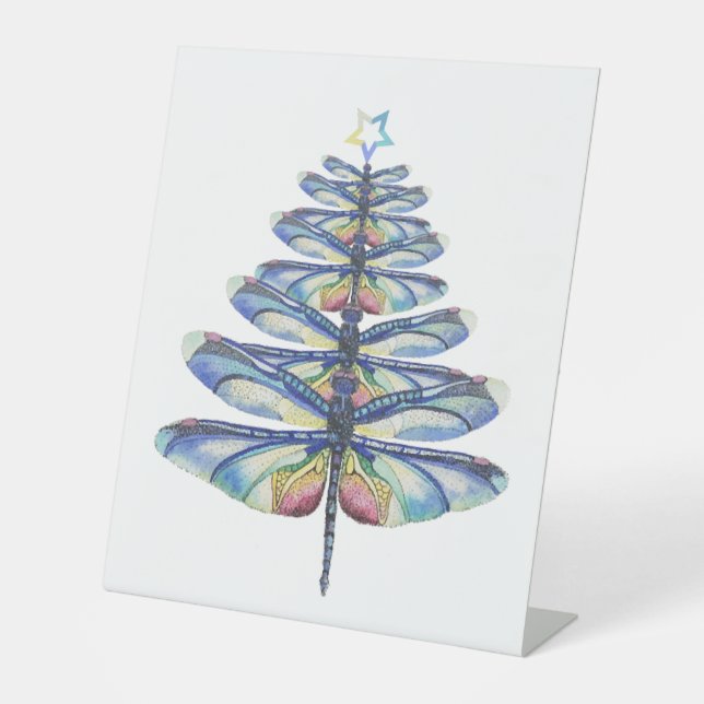 Dragonfly christmas pedestal sign (Front)