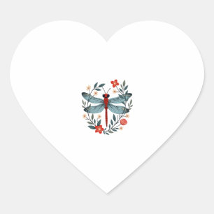 Dragonfly Christmas T-Shirt_1 (1) Heart Sticker