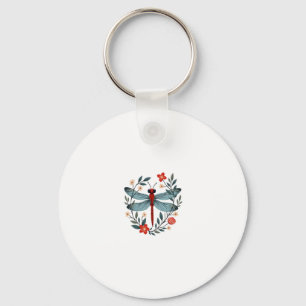 Dragonfly Christmas T-Shirt_1 (1) Key Ring
