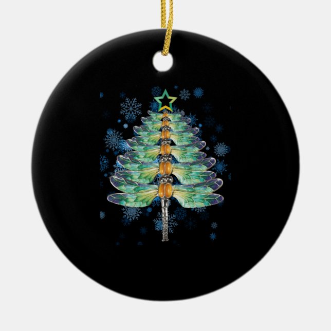 Dragonfly christmas Tree Ceramic Tree Decoration (Front)