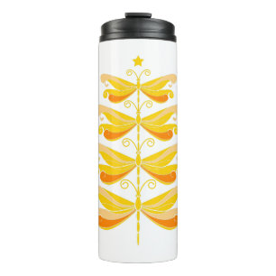 Dragonfly Christmas Tree Colourful Xmas Insect Thermal Tumbler