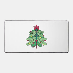 Dragonfly Christmas Tree Desk Mat