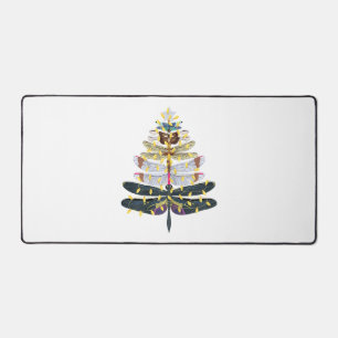 Dragonfly Christmas Tree   Desk Mat