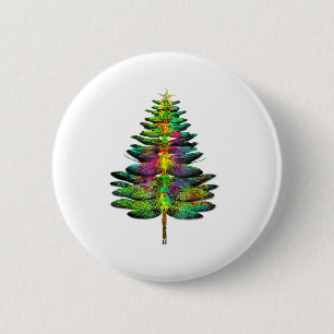 Dragonfly Christmas Tree Dragonfly Xmas 6 Cm Round Badge