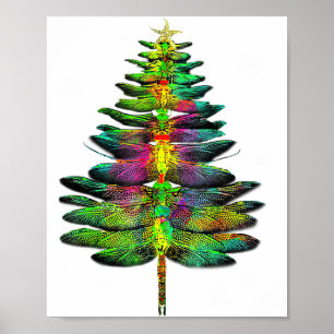 Dragonfly Christmas Tree Dragonfly Xmas  Poster