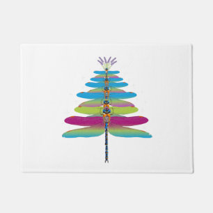 Dragonfly Christmas Tree Funny Insects Lover Xmas Doormat