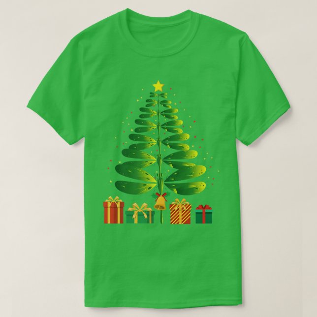 Dragonfly Christmas Tree Funny Xmas Entomologist E T-Shirt (Design Front)