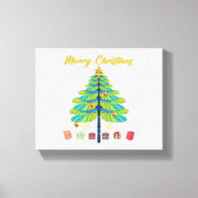 Dragonfly Christmas Tree Gift Canvas Print (Front)