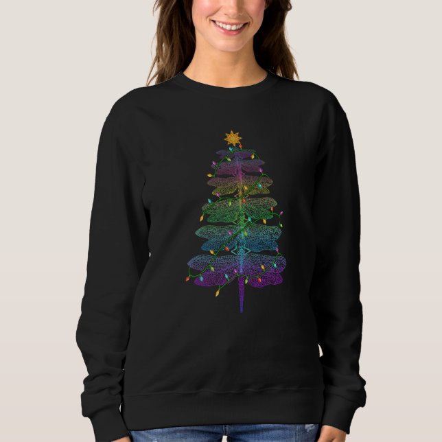 Dragonfly Christmas Tree Light Family Matching Paj Sweatshirt (Front)