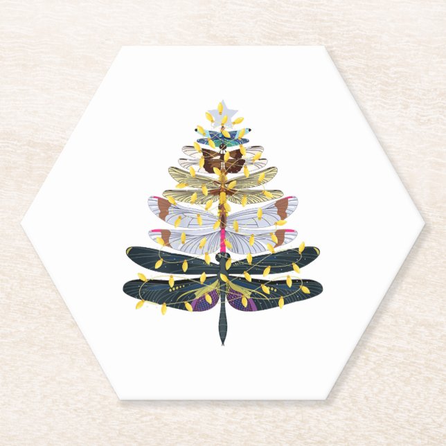 Dragonfly Christmas Tree      Paper Coaster (Front)