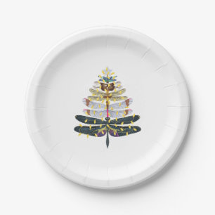 Dragonfly Christmas Tree Paper Plate