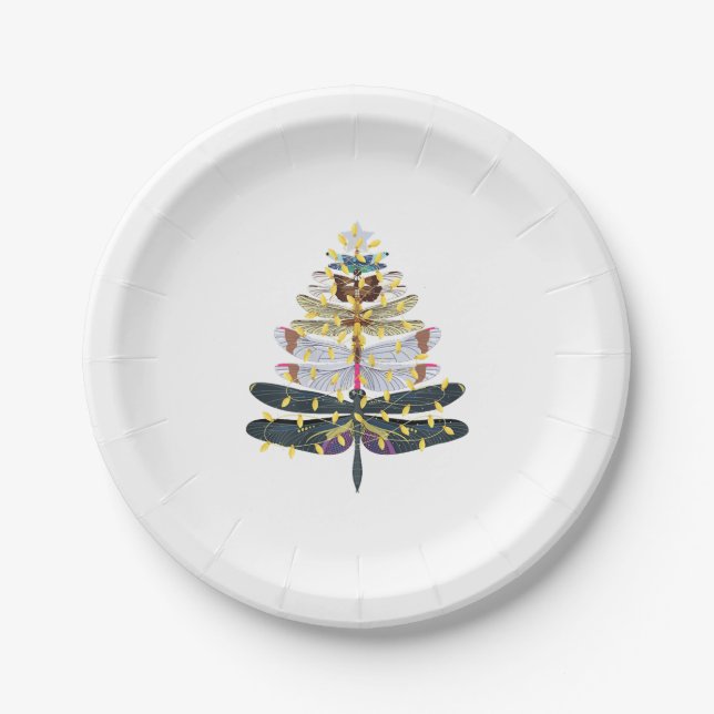 Dragonfly Christmas Tree   Paper Plate (Front)