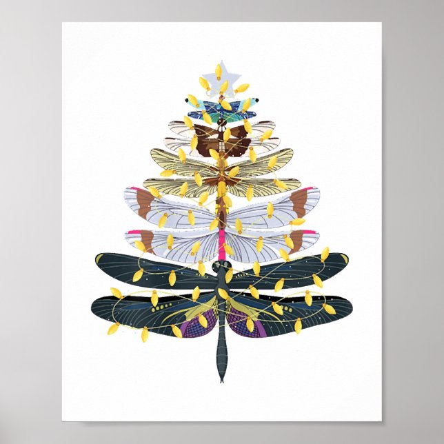 Dragonfly Christmas Tree   Poster (Front)