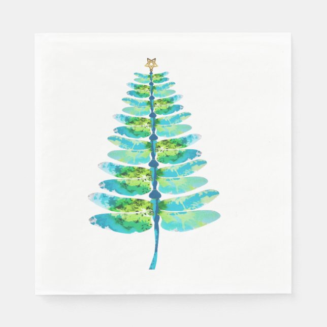 Dragonfly Christmas Tree Print Xmas tree Napkin (Front)