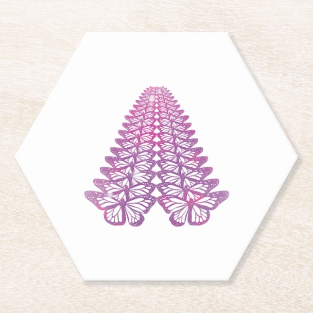 dragonfly christmas tree shirt butterfly paper coaster (Front)