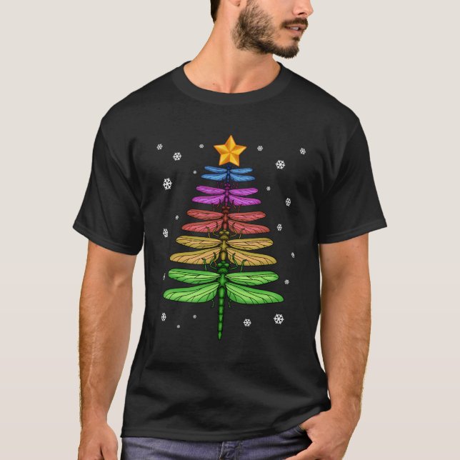 Dragonfly Christmas Tree Shirt Insect Lover Xmas C (Front)