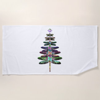 Dragonfly Christmas Tree Shirt Insect Lover Xmas C Beach Towel