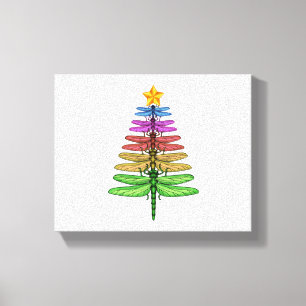 Dragonfly Christmas Tree Shirt Insect Lover Xmas C Canvas Print