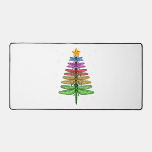 Dragonfly Christmas Tree Shirt Insect Lover Xmas C Desk Mat
