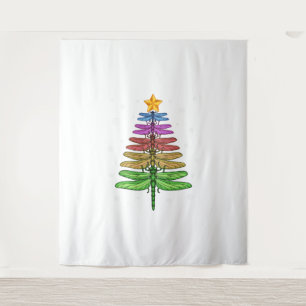 Dragonfly Christmas Tree Shirt Insect Lover Xmas C Tapestry