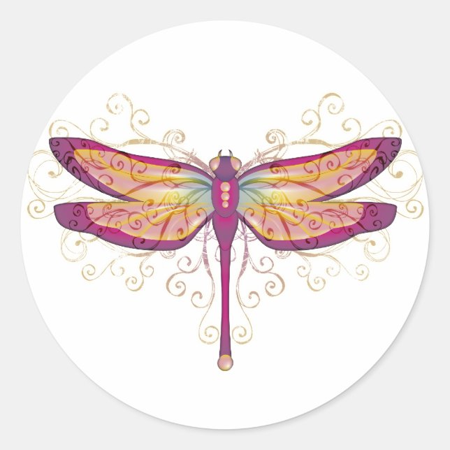 Dragonfly Classic Round Sticker (Front)