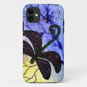 Dragonfly Collage over Watercolor - Blue Yellow Case-Mate iPhone Case