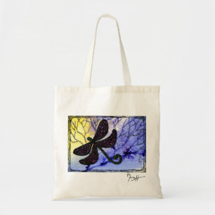 Dragonfly Collage over Watercolor - Blue Yellow Tote Bag