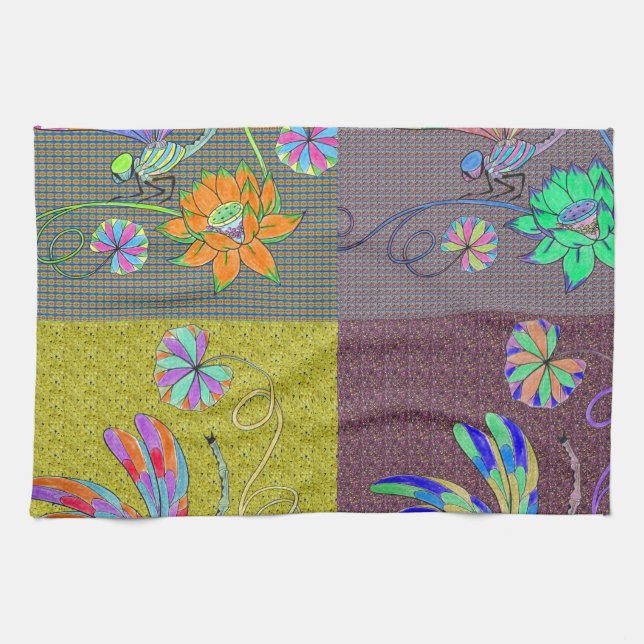 Dragonfly Collage Tea Towel (Horizontal)