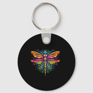 Dragonfly Colourful Dragonflies Hippie 70s Peace Key Ring