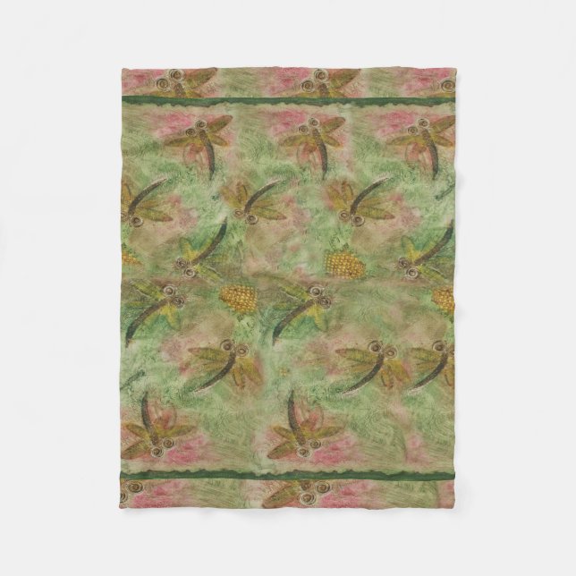 Dragonfly Cotton Candy Fleece Blanket (Front)