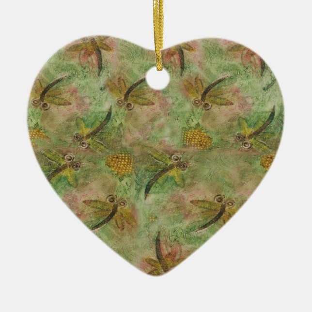 Dragonfly Cotton Candy Heart Ornament (Front)