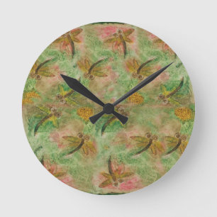 Dragonfly Cotton Candy Round Clock