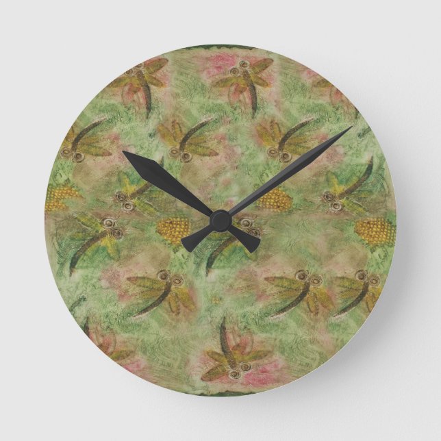 Dragonfly Cotton Candy Round Clock (Front)