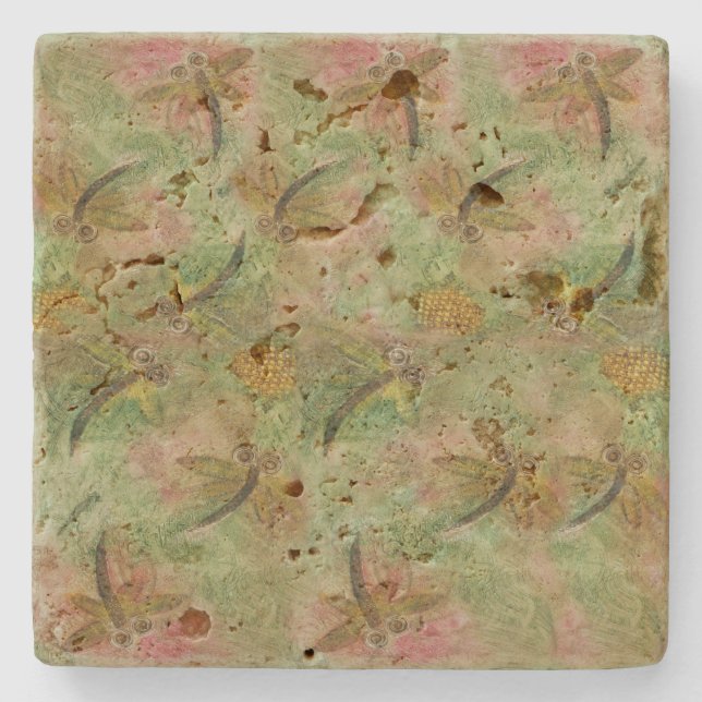 Dragonfly Cotton Candy Stone Coaster (Front)