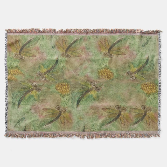 Dragonfly Cotton Candy Throw Blanket (Front)