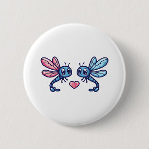 Dragonfly couple in love animal Valentine's Day 6 Cm Round Badge