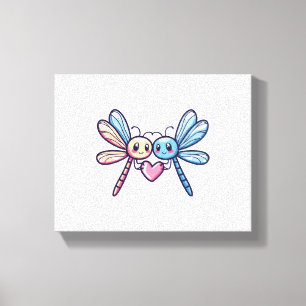 Dragonfly couple in love animal Valentine's Day Canvas Print