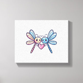 Dragonfly couple in love animal Valentine's Day  Canvas Print