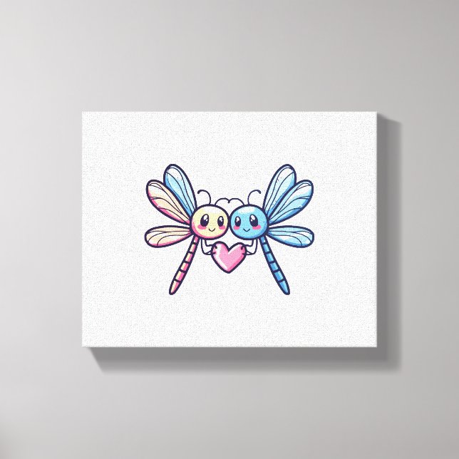 Dragonfly couple in love animal Valentine's Day  Canvas Print (Front)
