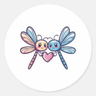 Dragonfly couple in love animal Valentine's Day  Classic Round Sticker