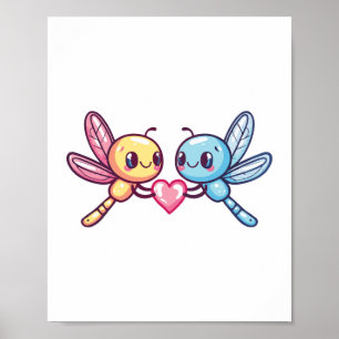 Dragonfly couple love couple in love  poster