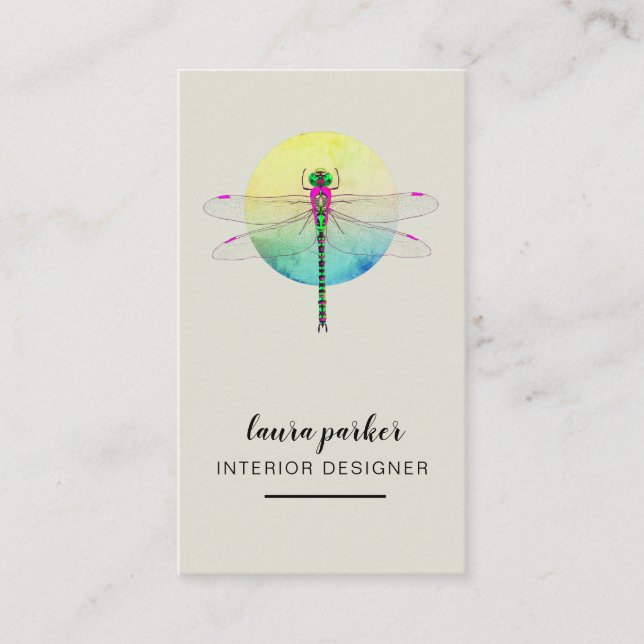 Dragonfly Creative Designer Nature Pink Business Card (Front)
