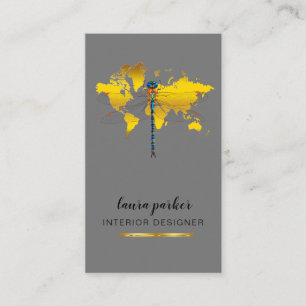 Dragonfly Creative Designer Nature World Map Business Card