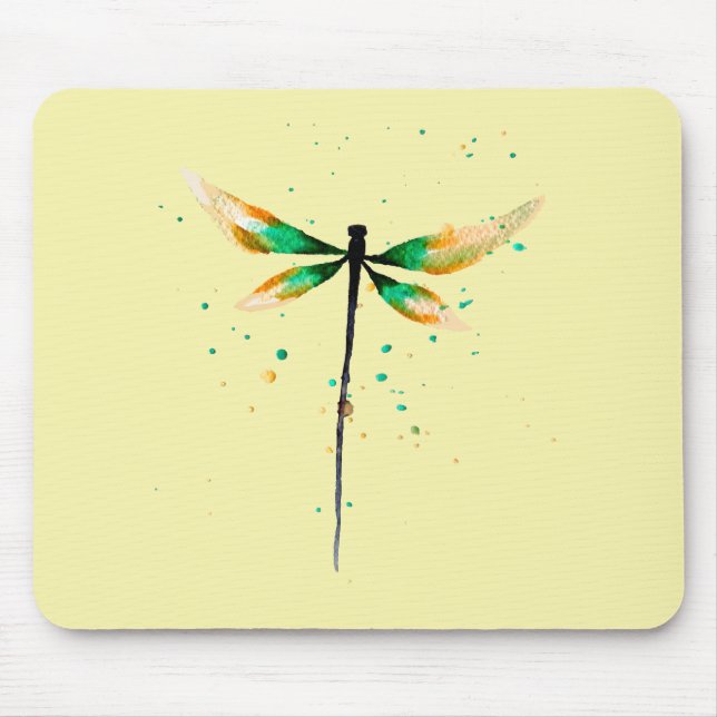 Dragonfly cute watercolor illustration mouse pad (Front)