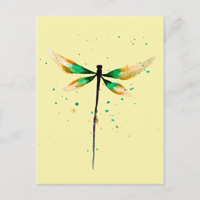 Dragonfly cute watercolor illustration postcard (Front)