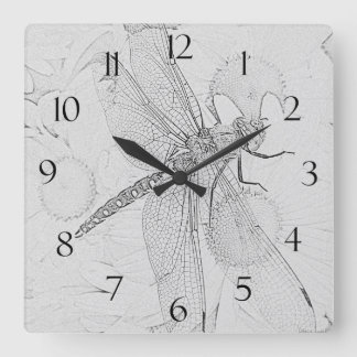 Dragonfly & Daisies Square Wall Clock