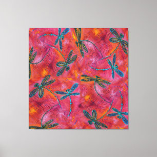 Dragonfly Dance Fuchsia PInk Canvas Print